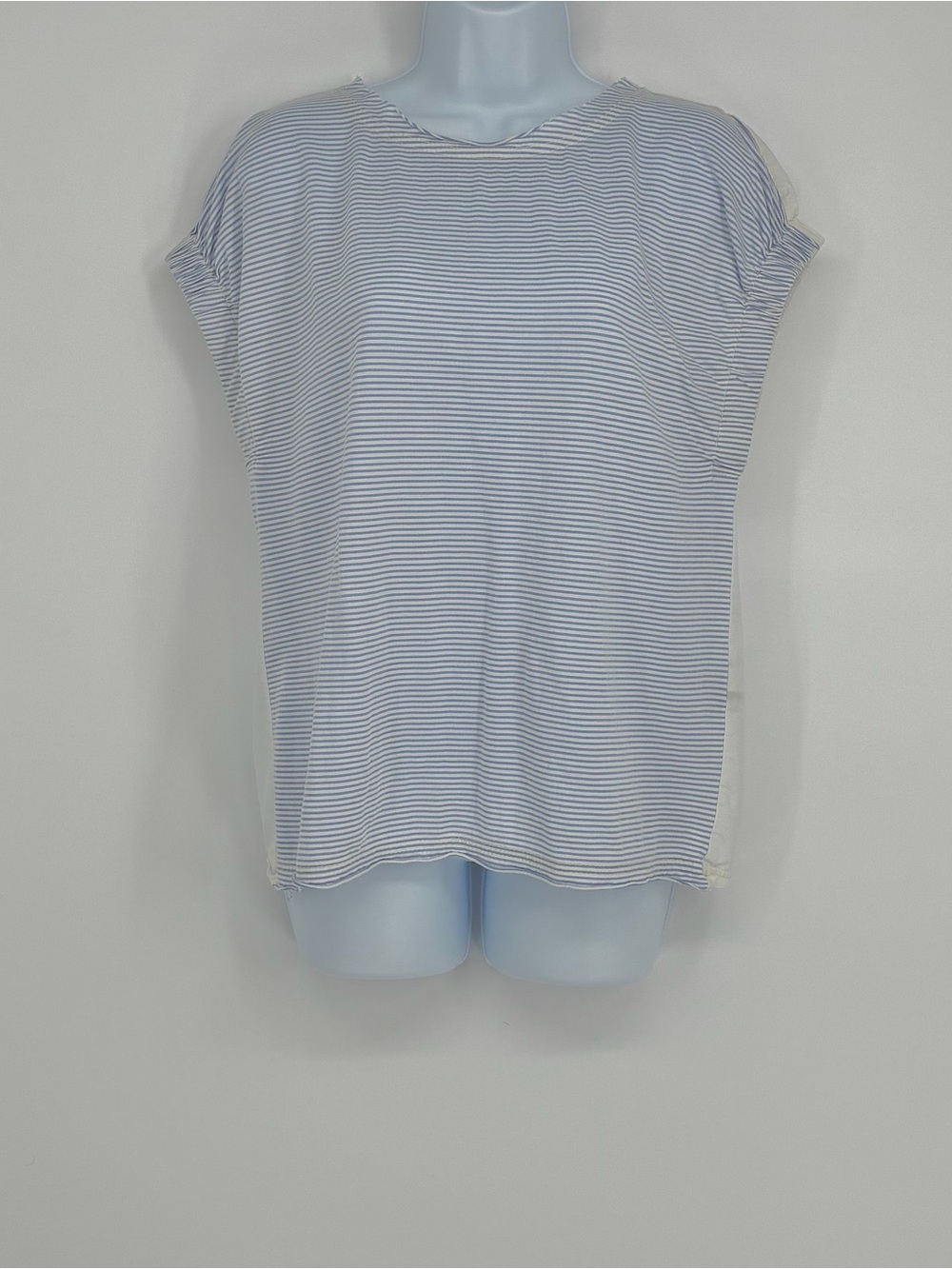 Marc by Marc Jacobs Blue White Striped Mixed Media Lace Back Blouse Shirt S